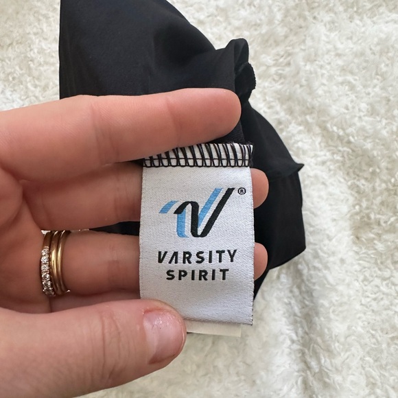 New Varsity Black Crossunder Uniform Bodysuit. Clear Straps Snap Closure. Size M - Picture 3 of 7
